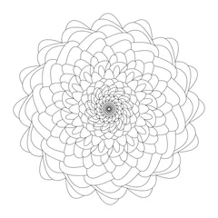 Wall murals Mandala Easy mandala with triangles, basic and simple mandalas coloring book for adults, seniors, and beginner. Floral. Flower. Oriental. Book Page. Outline.