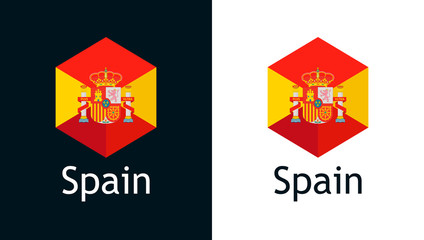 Spain flag for Travel, Sport or Elections decoration, Creative illustration with caption fit into national design.