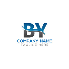 BY Letter Logo With Water Wave Business Typography Vector Template. Creative Abstract Letter BY Logo Design.