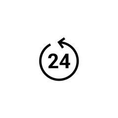 24 hour vector icon clock service day. 24 hour support open time