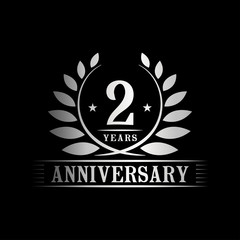 2 years logo design template. Anniversary vector and illustration template.
