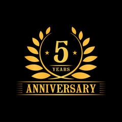 5 years logo design template. Anniversary vector and illustration template.