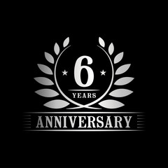 6 years logo design template. Anniversary vector and illustration template.