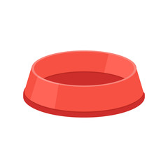 Pet food bowl for dog cat vector icon. Pet plate isolated flat feed bowl
