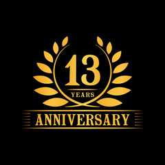 13 years logo design template. Anniversary vector and illustration template.