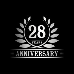 28 years logo design template. Anniversary vector and illustration template.
