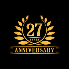 27 years logo design template. Anniversary vector and illustration template.