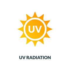 UV radiation sun block icon. Solar ultraviolet uv radiation logo
