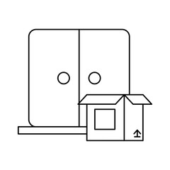 house door with box delivery icon