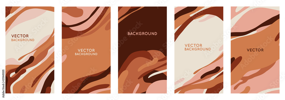Poster Vector set of abstract creative backgrounds in minimal trendy style with copy space for text - design templates for social media stories