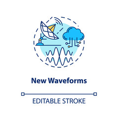 New waveforms concept icon. 5G technologies idea thin line illustration. Global coverege. High-speed connection. Mobile internet. Vector isolated outline drawing. Editable stroke