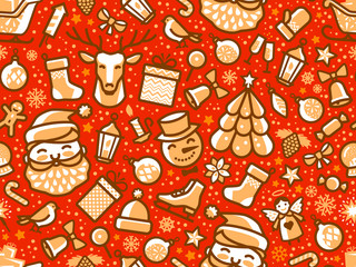 Christmas seamless background or pattern. Holiday vector illustration