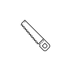 Black line Garden saw. Hand saw icon isolated on white background. Vector Illustration