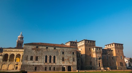Obraz premium Medieval fortress, Gonzaga Saint George (Giorgio) castle in Italy, Mantua (Mantova)