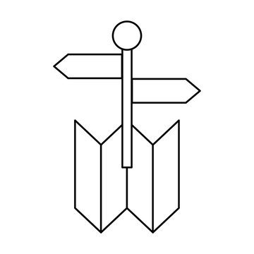 paper map guide with traffic arrows signal