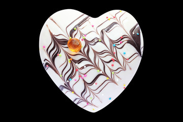 Heart shaped donut isolated on black background