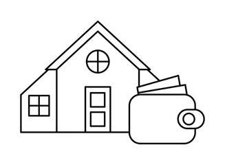 house front facade with wallet