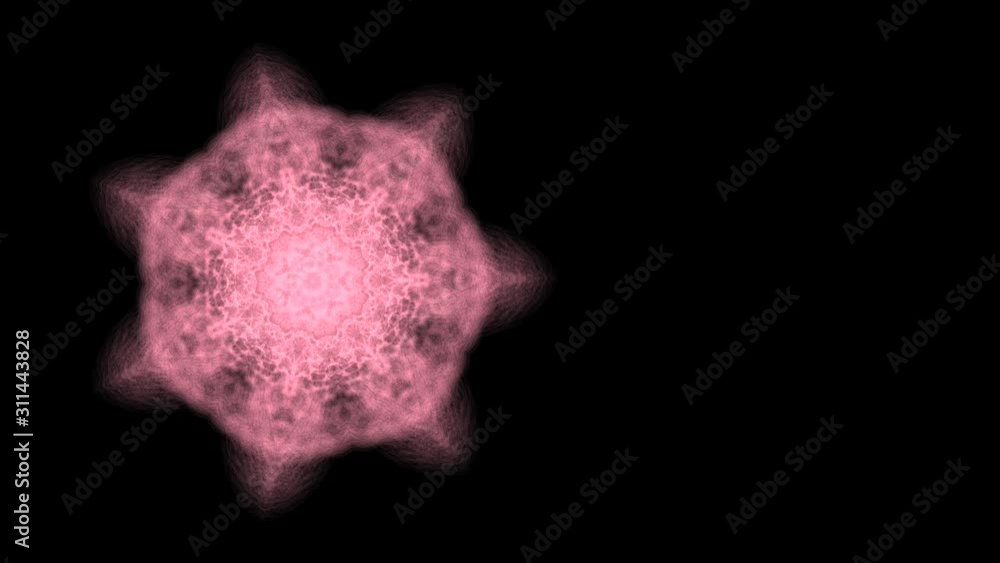 Poster symmetrical pattern which looks like spiserweb or flower spreading and narrowing on black background