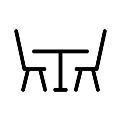 table in the restaurant icon vector. A thin line sign. Isolated contour symbol illustration