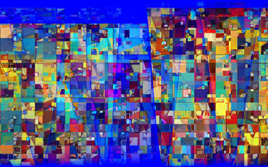 rendu numérique d'une composition abstraite rythmée par les couleurs