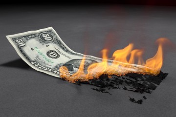 US-Dollar Banknote brennt