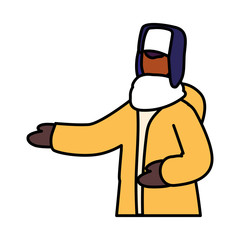 Naklejka premium man with winter clothes on white background
