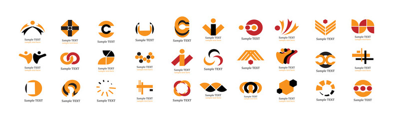 Abstract Business Icon Set. Vector Isolated On White. Abstract Business Logo For Company And People Icon, Tech Symbol And Element Design. Creative Icons For Corporate Logo. Abstract Modern Template