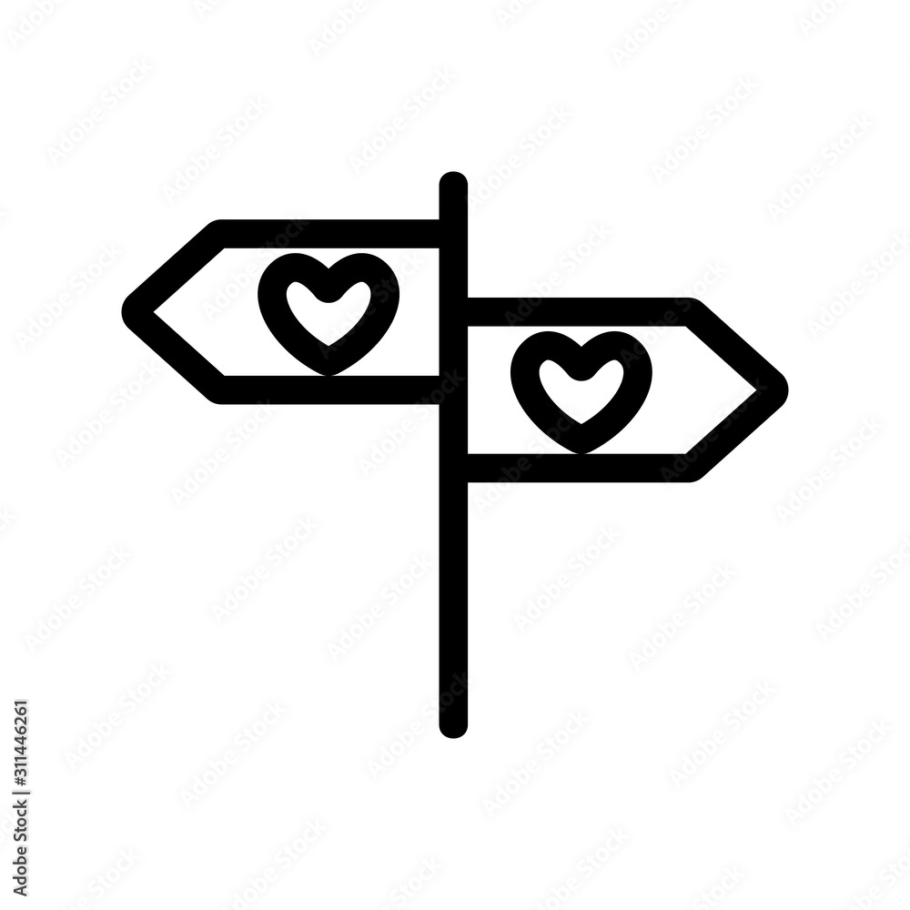 Poster pointer direction of the vector icon. a thin line sign. isolated contour symbol illustration