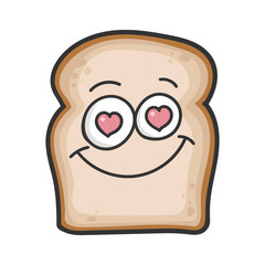 In love smiling slice of bread cartoon illustration