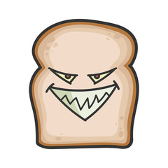 Evil slice of bread cartoon illustration