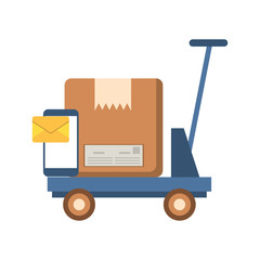 cart with box carton postal service