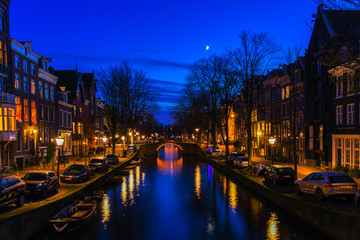 blue hour on the Amsterdam canals in December