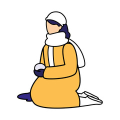 woman with winter clothes on white background