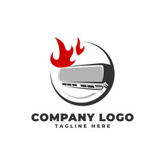 Air Conditioner on Fire Logo Vector Icon Illustration