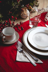 Christmas dinner table setting