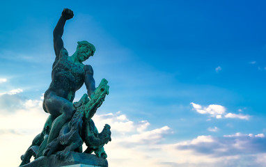 Freedom Statue on Gellert Hill in Budapest, Hungary.
