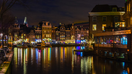 Amsterdam canals on a December night