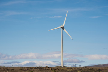 Windmill in the landscape of south Iceland