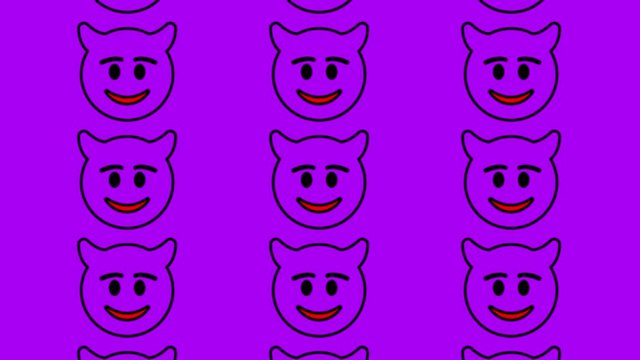 Demon emoji smiley faces on yellow background cute 