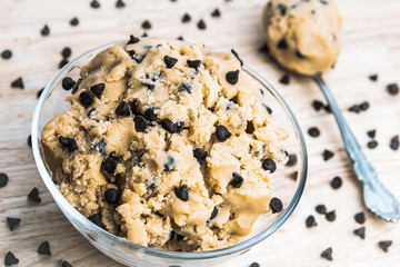 Chocolate Chip Cookie Dough With Spoon