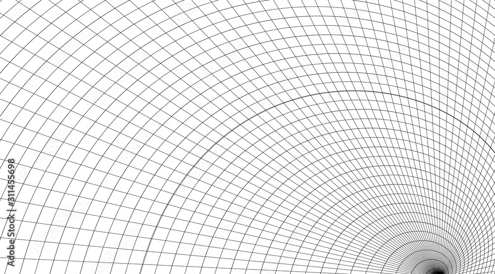 Aufkleber Abstract warped grid futuristic background vector design.
