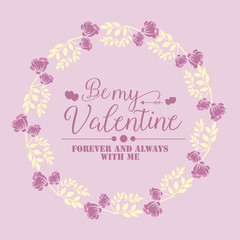 Elegant pink floral frame design, for greeting card happy valentine. Vector