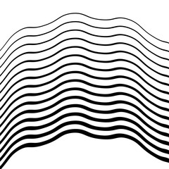Obraz premium Wavy linear vector background. Black stripes.