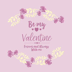 Beautiful pink and white wreath frame, for card happy valentine. Vector