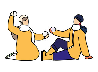 couple of people with winter clothes on white background