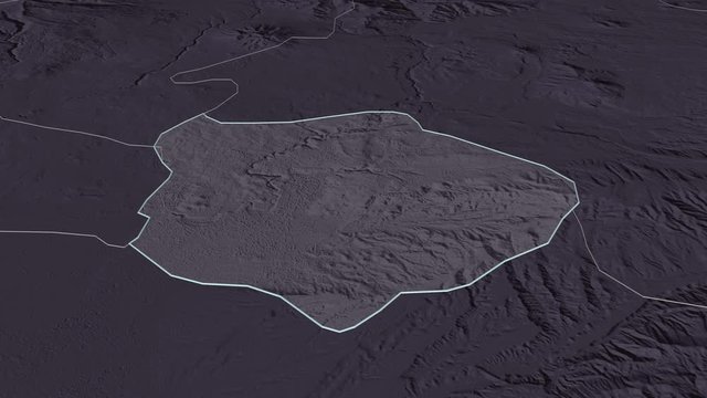 Erevan, city with its capital, zoomed and extruded on the administrative map of Armenia in the conformal Stereographic projection. Animation 3D