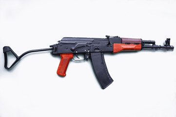 Polish Carbine Model 1988 Tantal assault rifle from lat 1980s during military exhibit in Warsaw,...