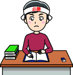 受験勉強をする男性