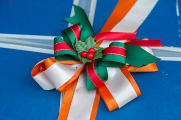 colorful ribbon on the gift box