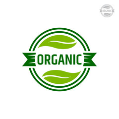 Healthy Food Logo Template, Emblem Natural Organic, Green Label, Vegan Product Stamp, Fresh From Farm Badge Logo, Consumption Of Healthy Life Vector Illustration